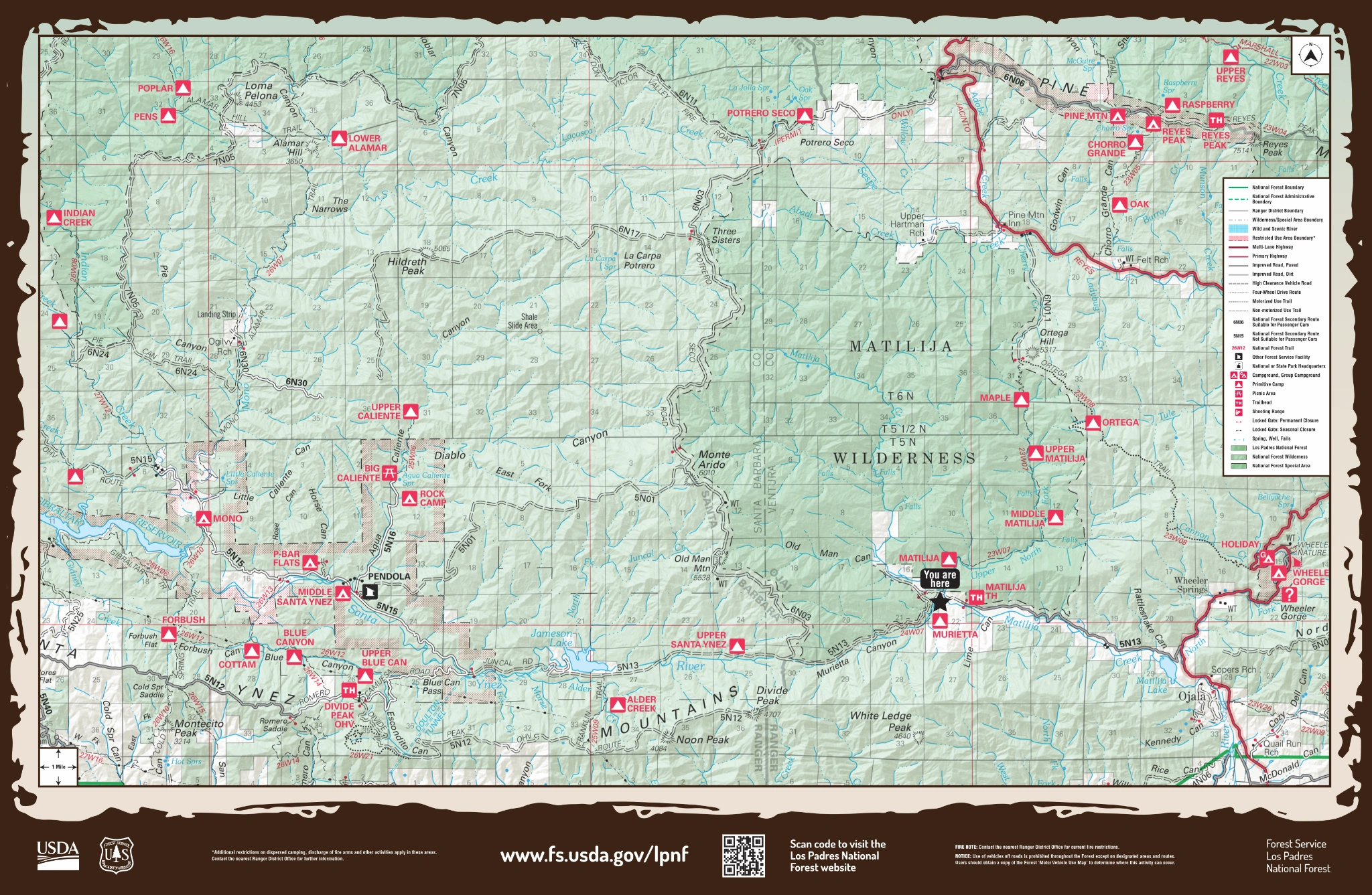 Original Los Padres artwork: Forest Map — Terrain, trails & destinations