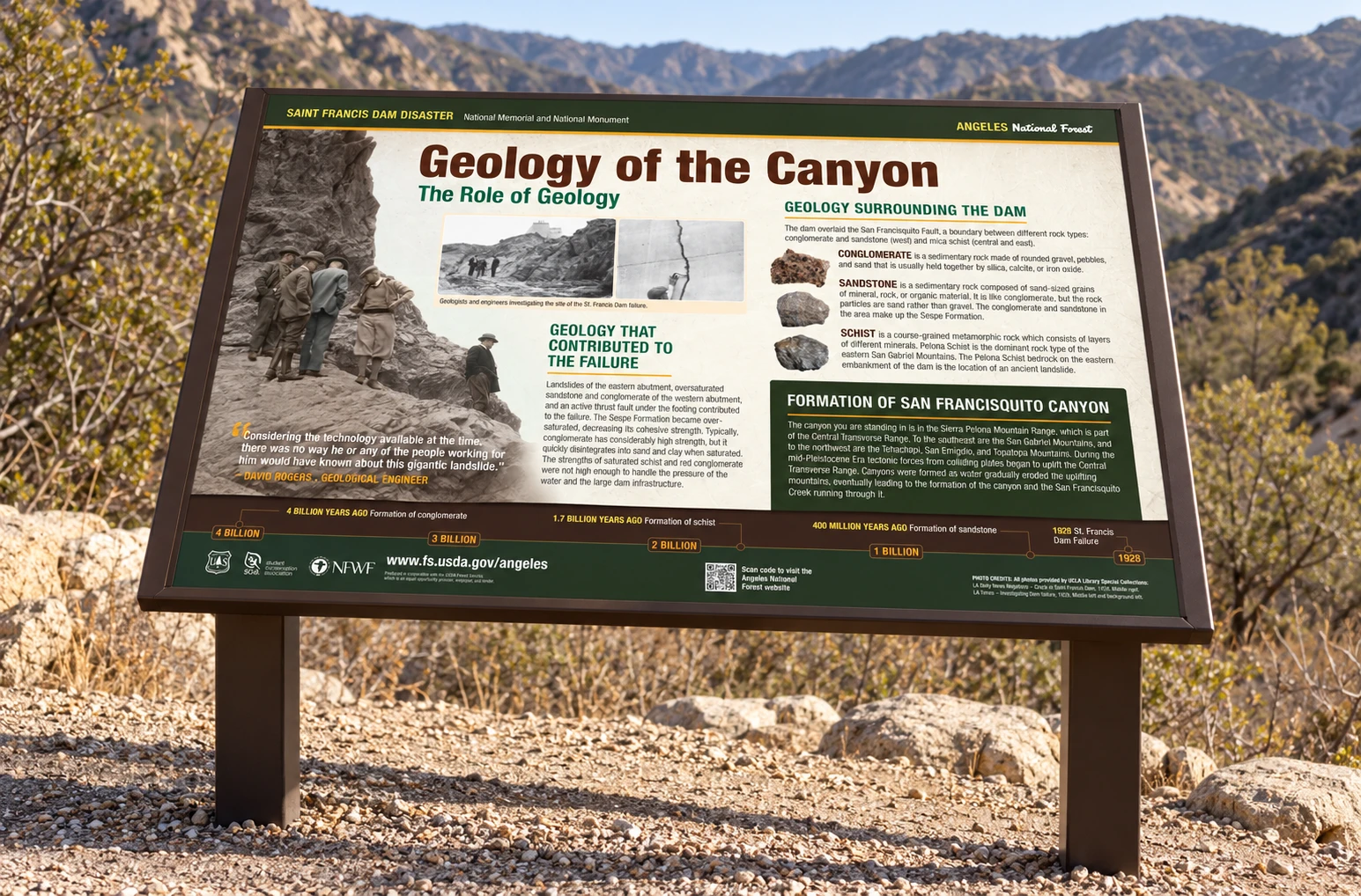Environmental mockup of the Geology of the Canyon panel on an interpretive trail